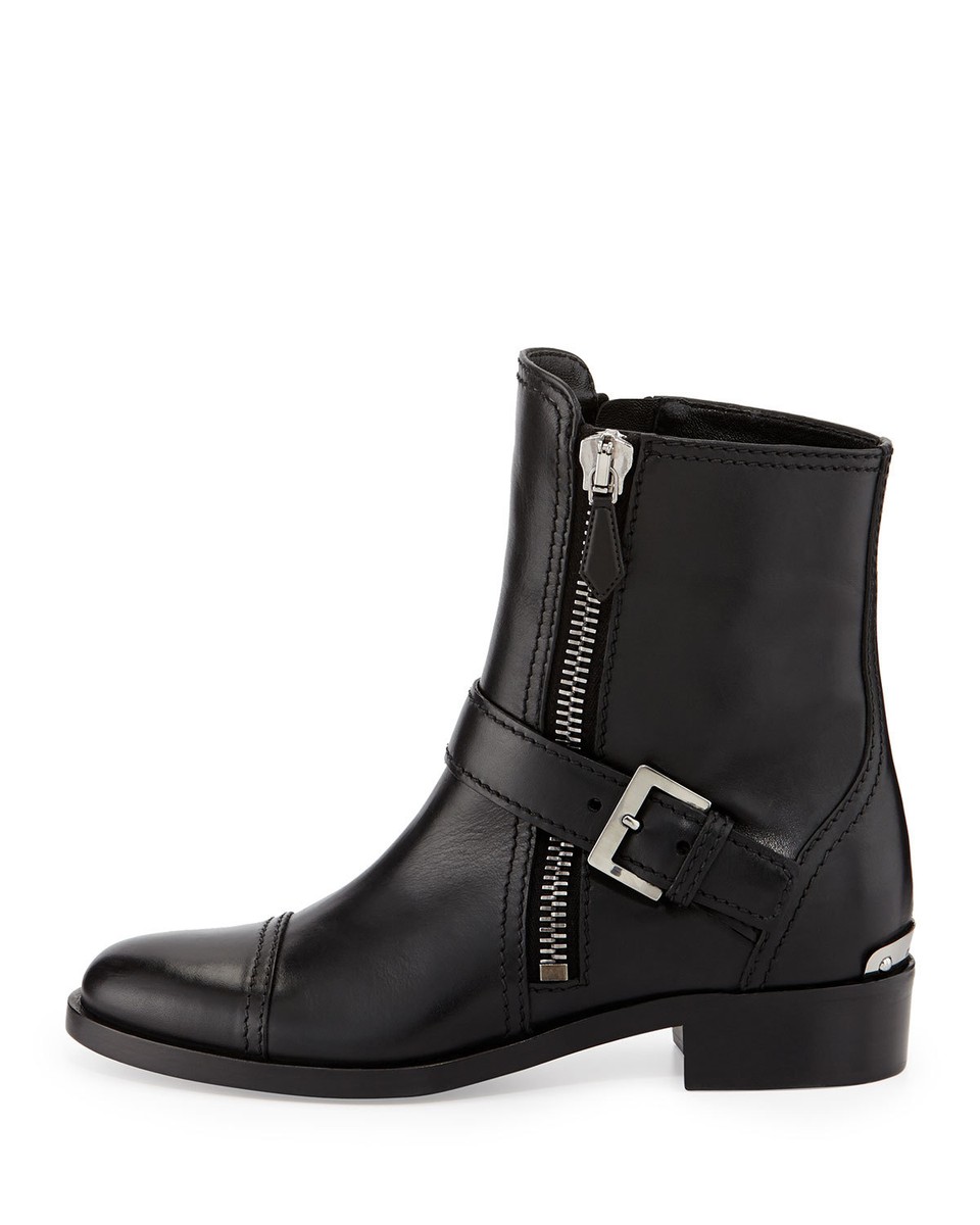 MIU MIU RARE DOUBLE ZIPPER LOGO PLATE MOTO BIKER BOOTS 36.5
