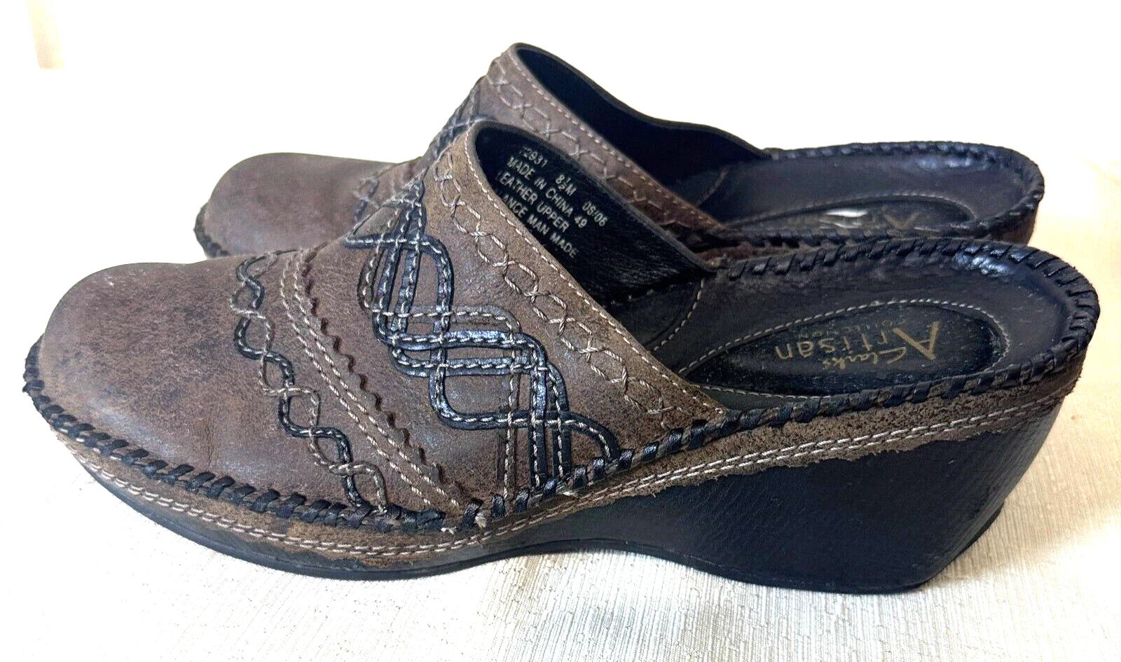 Zoccoli Clarks Artisan Zeppe Marrone Pelle Slip On Donna 8 5 Scarpe Anticate