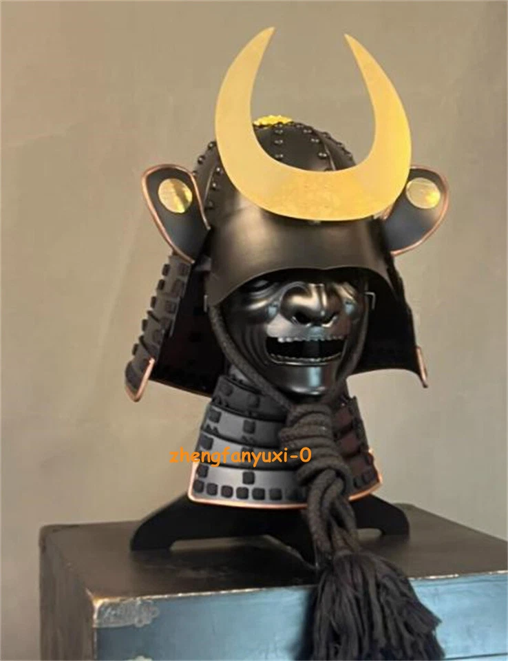 Máscara cosplay adereço 1:1 vestível samurai japonês Yoroi armadura de ferro capacete com chifres - Imagem 2 de 4