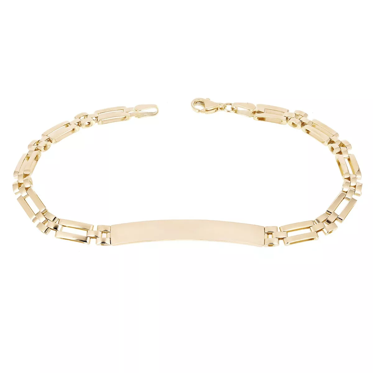 Italian 14k Yellow Gold Engravable Rectangle Link ID Bracelet 8.25
