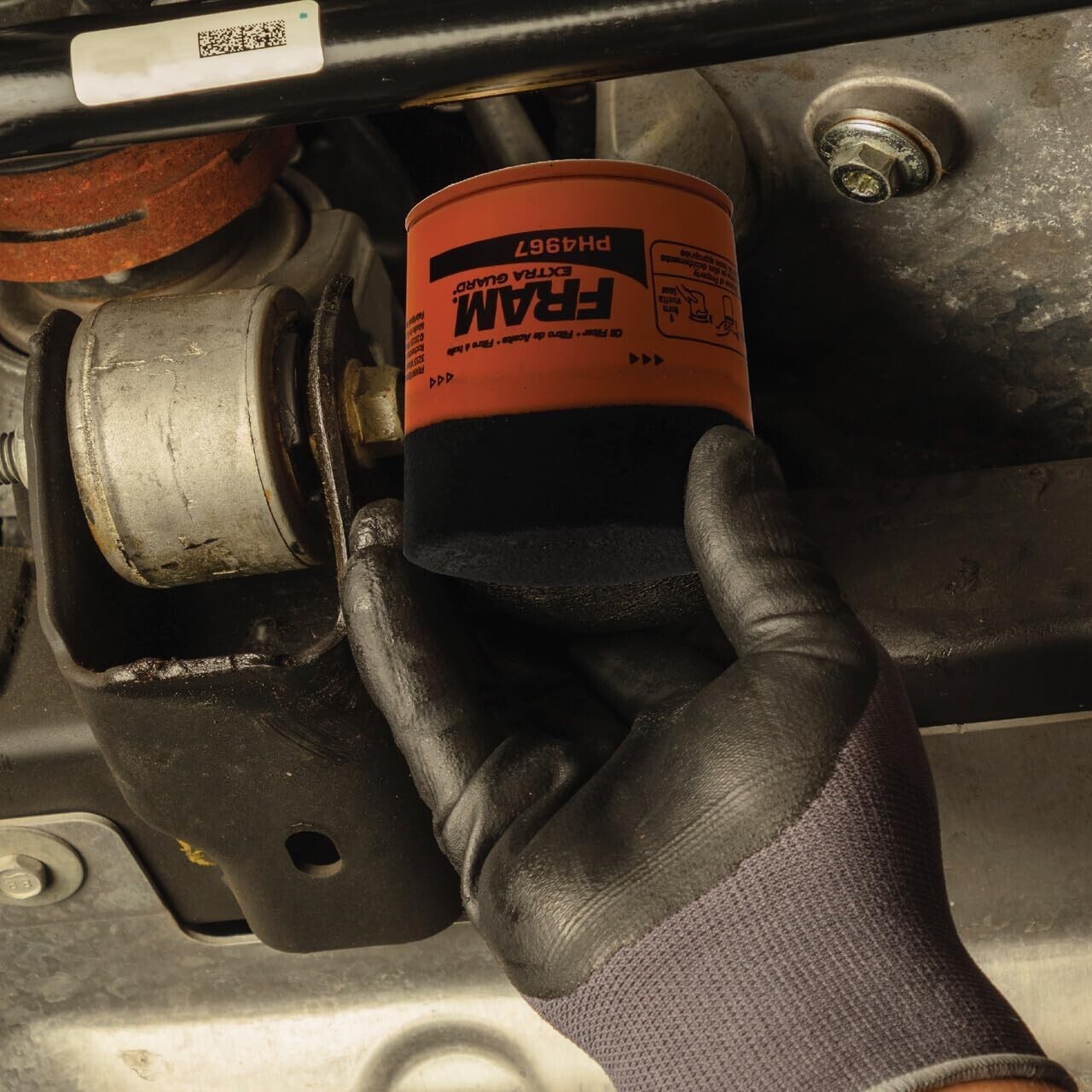 FRAM Extra Guard PH4967, 10K Mile Change Interval Spin-On Oil Filter, black