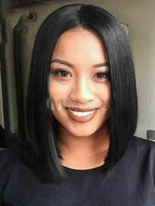 Fashion Messy Carefree Layered Medium Black Straight Bob Wig Ebay