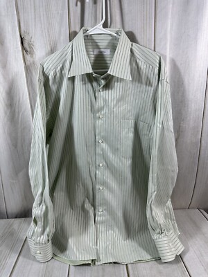 Ermenegildo Zegna Men Large 46/18 Long Sleeve Striped Dress Shirt Green Button | eBay Ermenegildo Zegna Men Large 46/18 Long Sleeve Striped Dress Shirt Green Button | eBay