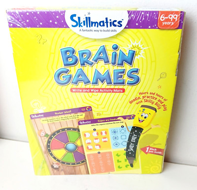 Skillmatics BRAIN GAMES Write & Wipe Off Activity Learning Mats SEALED In Box