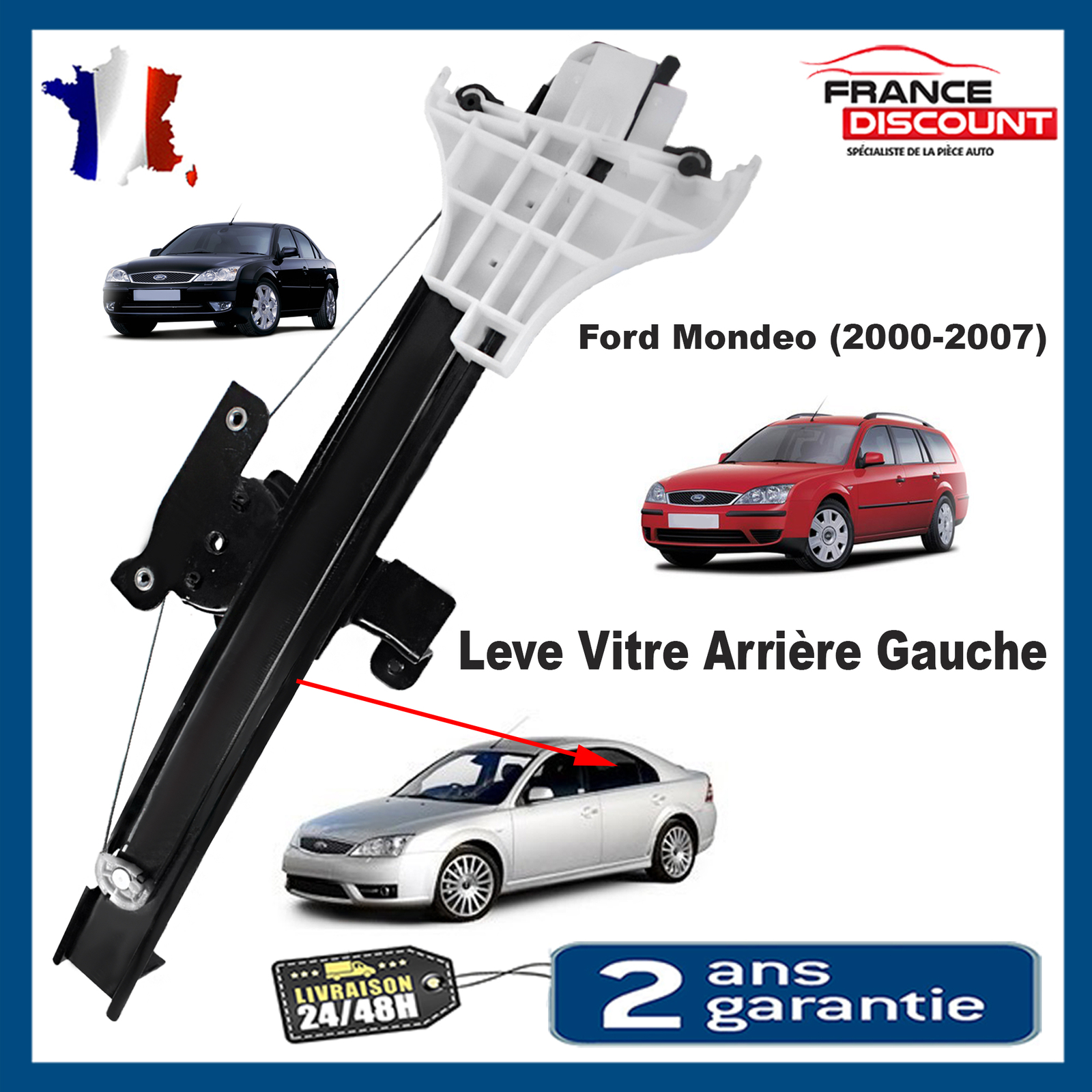 Lève vitre électrique arrière gauche Mondeo pour réparer la portière des modèles 2000-2007