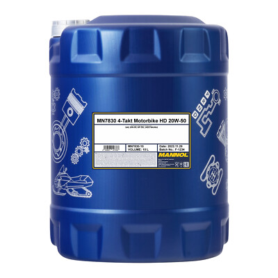 10 Liter MANNOL 7830 Motorbike 20W-50 4-Takt HD API SL