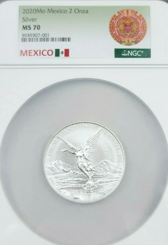 2020 MEXICO SILVER LIBERTAD 2 ONZA NGC MS 70 KEY DATE LOW MINTAGE PERFECTION