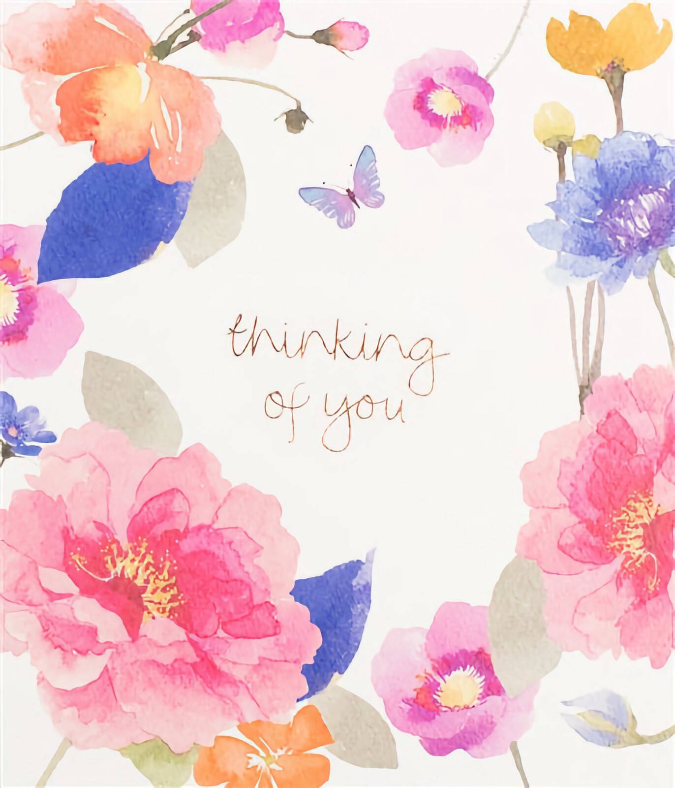 Thinking Of You Sympathy Card Female Peony Bloom Condolences Bereavement Sorry