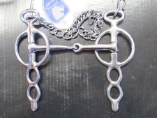 Driving  Riding  Liverpool Bit 4 1/2" Snaffle mouth Stainless with chin chain.