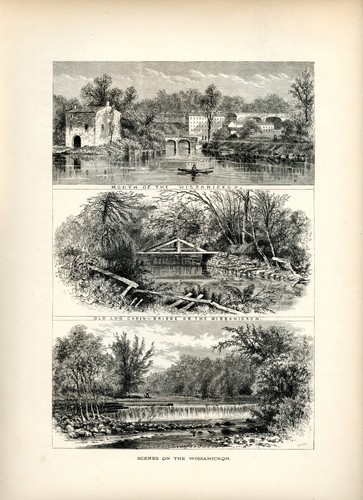 Wissahickon Creek Philadelphia, 1874 scena storica americana, incisione su legno - Foto 2 di 4