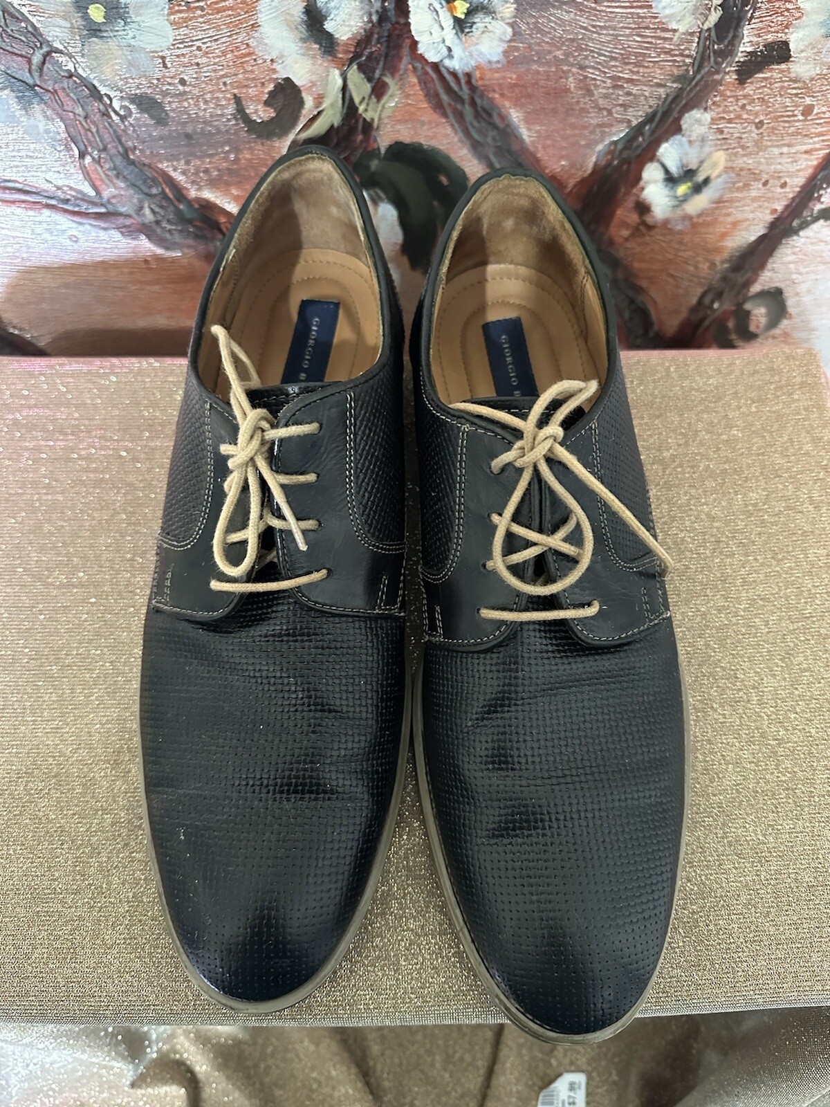 SAOLA Scarpe da uomo Georgio Brutini taglia 10 5M 250651 stringate in pelle nera Oxford