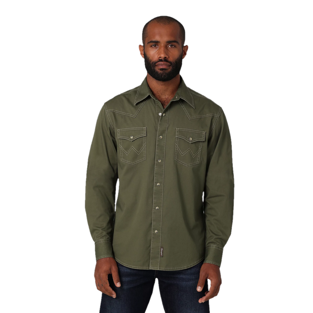 Wrangler Men's Retro® Premium Olive Long Sleeve Button Down Shirt