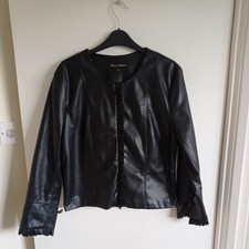 Frank Usher Black Faux Leather Jacket Size S/m