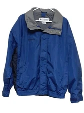 Columbia Mens Bugaboo Blue Black Full Zip Coat Windbreaker Jacket  Size L    b15