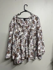 Oak Trellis Womens Peasant BOHO Blouse Size 3X Floral Multicolor Shirt