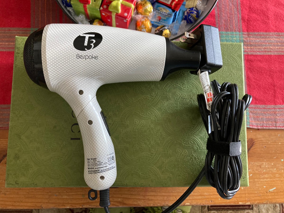 T3 Bespoke Overnight 83818 Foldable Travel Hair Dryer Lightweight Tourmaline