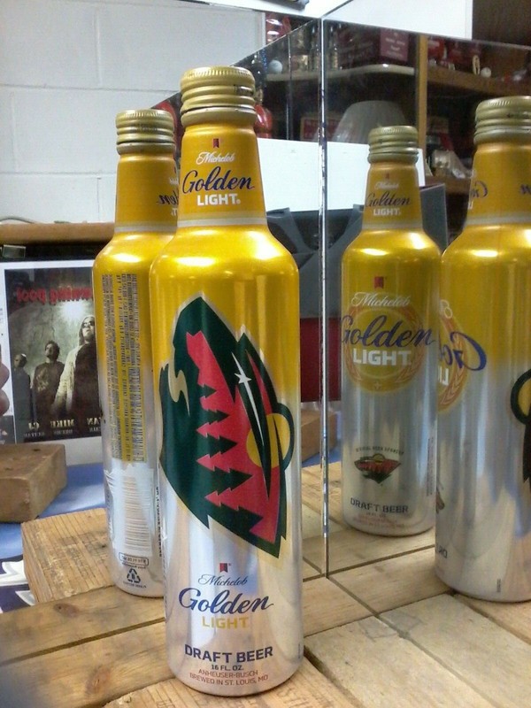 Minnesota Wild Anheuser Busch Michelob Golden Draft Light Beer Aluminum Bottle 