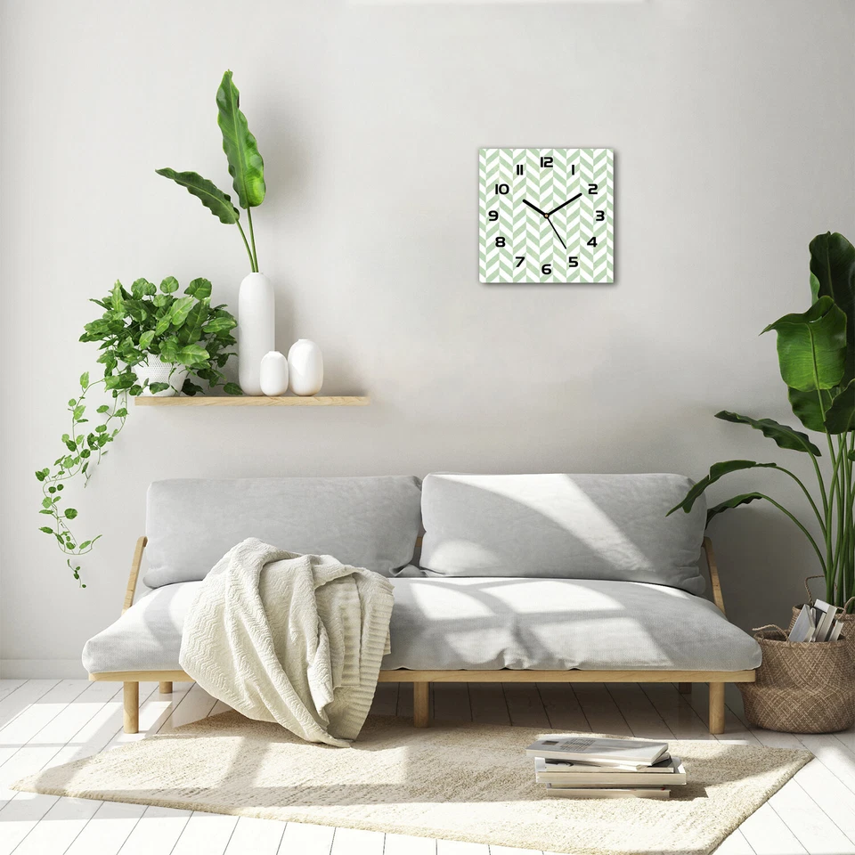 Horloge Murale En Verre moderne Géométrique Chevron 30x30 - Photo 2/4