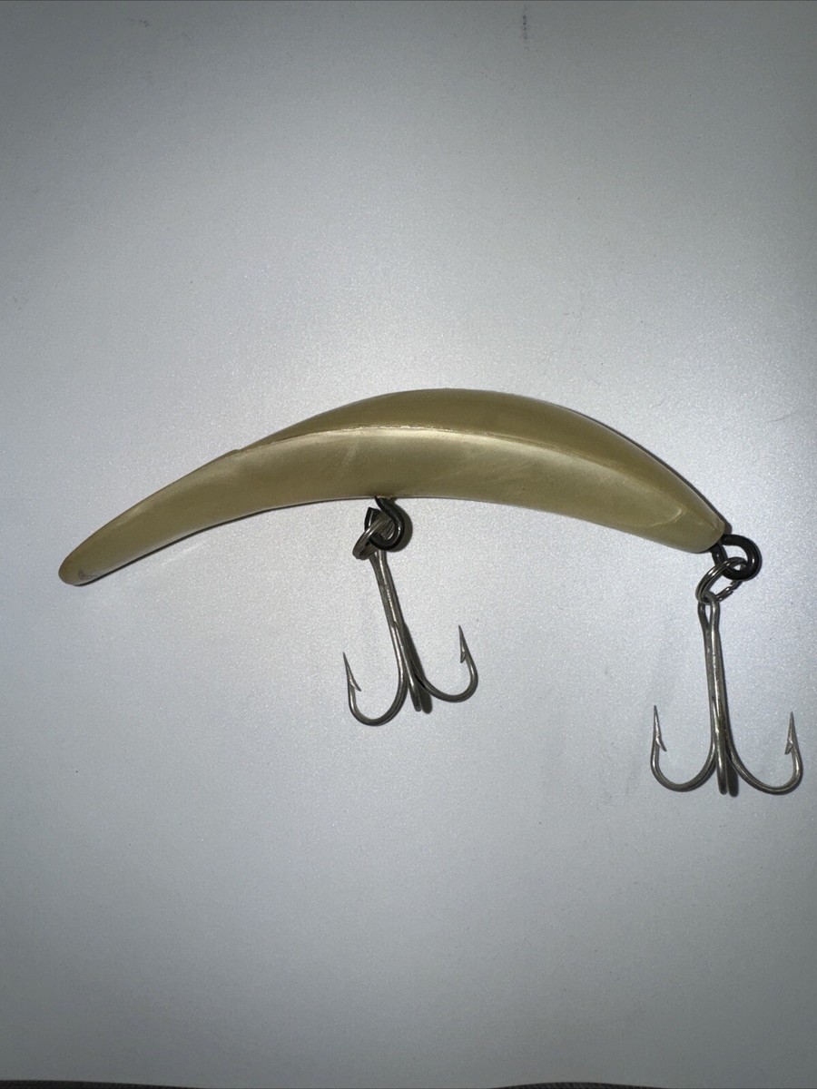 Appât de pêche en bois vintage Helin Flatfish U20 3 hameçons