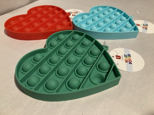 Set Of 3 Fidget Heart Popper Toy Push Bubble Pop Sensory New 2025 - Picture 2 of 6