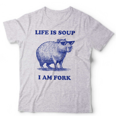 Life Is Soup I Am Fork Unisex T-Shirt lustig Geschenk süß Capybara Meme Vintage