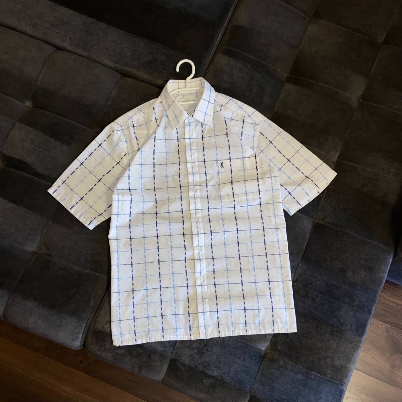 Camicia uomo Yves Saint Laurent YSL L a quadri manica corta designer lusso
