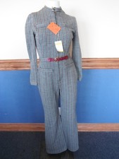 NWT LOOMTOGS mod apres ski VTG. 1960's wool jumpsuit flare legs zip up front s