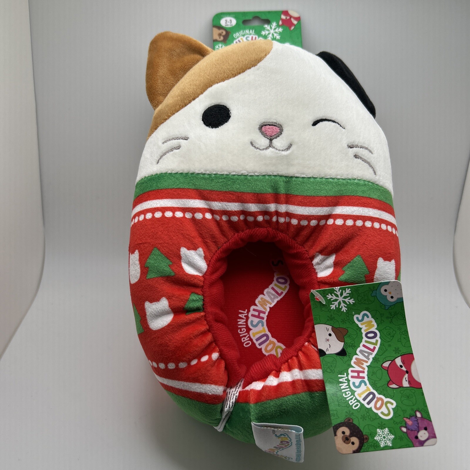Squishmallows Cam Calico Cat Holiday Slippers Size 2-3 Cozy Comfort Child Footwear-image