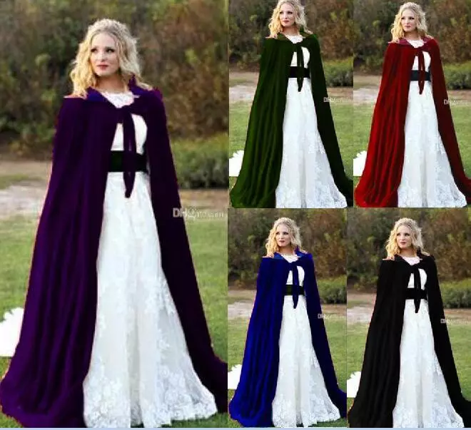 Velvet Hooded Cloak Cape Wedding Cape Halloween Coat Costume Wicca Robe