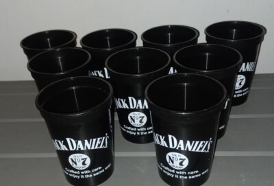 Jack Daniels old No 7 Black Plastic Cups Lot of 9 Beer Pong barware