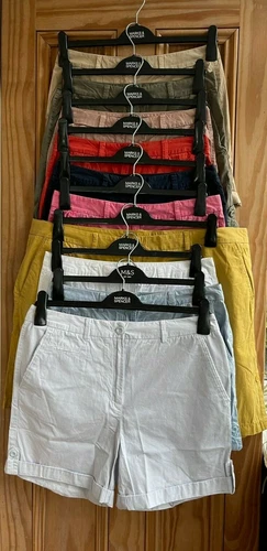 Ex M&S Brand New Blue White Pink Beige Cotton Roll Up Shorts 10 Colour Size 8-12