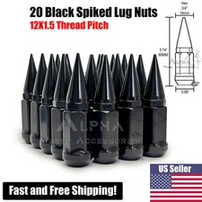 20Pc 12x1.5 Black Acorn Spiked Lug Nuts 3/4" Hex Fits Chevy Corvette C4 C5 C6 C7