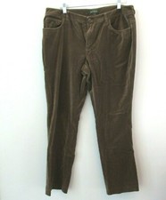 Ralph Lauren Pants Womens 14 Brown Velour Velvet Stretch Straight Leg Holiday