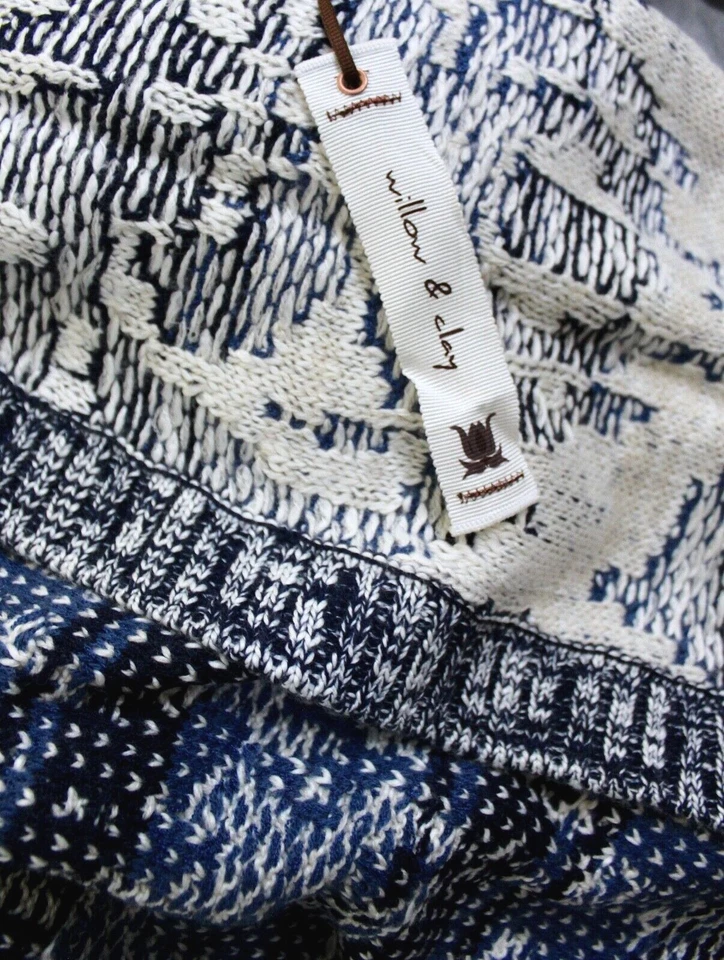 Willow & Clay Cable Open Knit Cardigan Blue & White Size XS NEW - Image 3 of 3