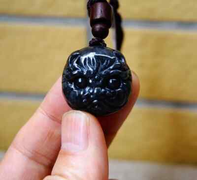 Certified Natural Grade A Wuji Jade jadeite Fei Cui Beast Head Pendant 1491
