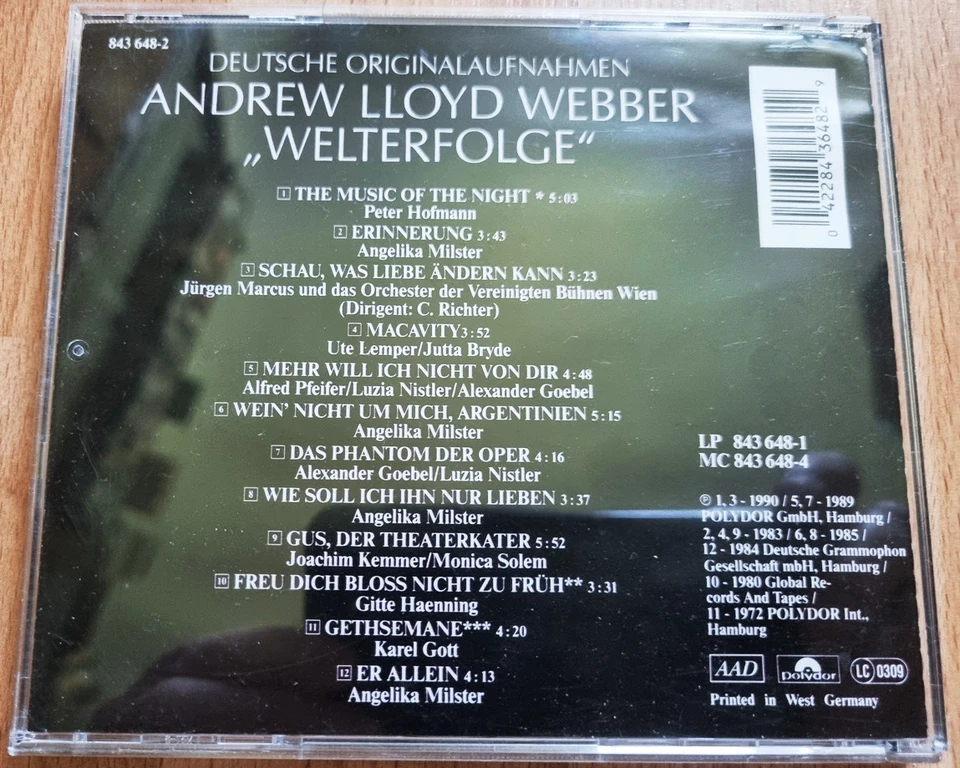 ANDREW LLOYD WEBBER Welterfolge Peter Hofmann, Angelika Milster, Gitte Haenning - Bild 2 von 4