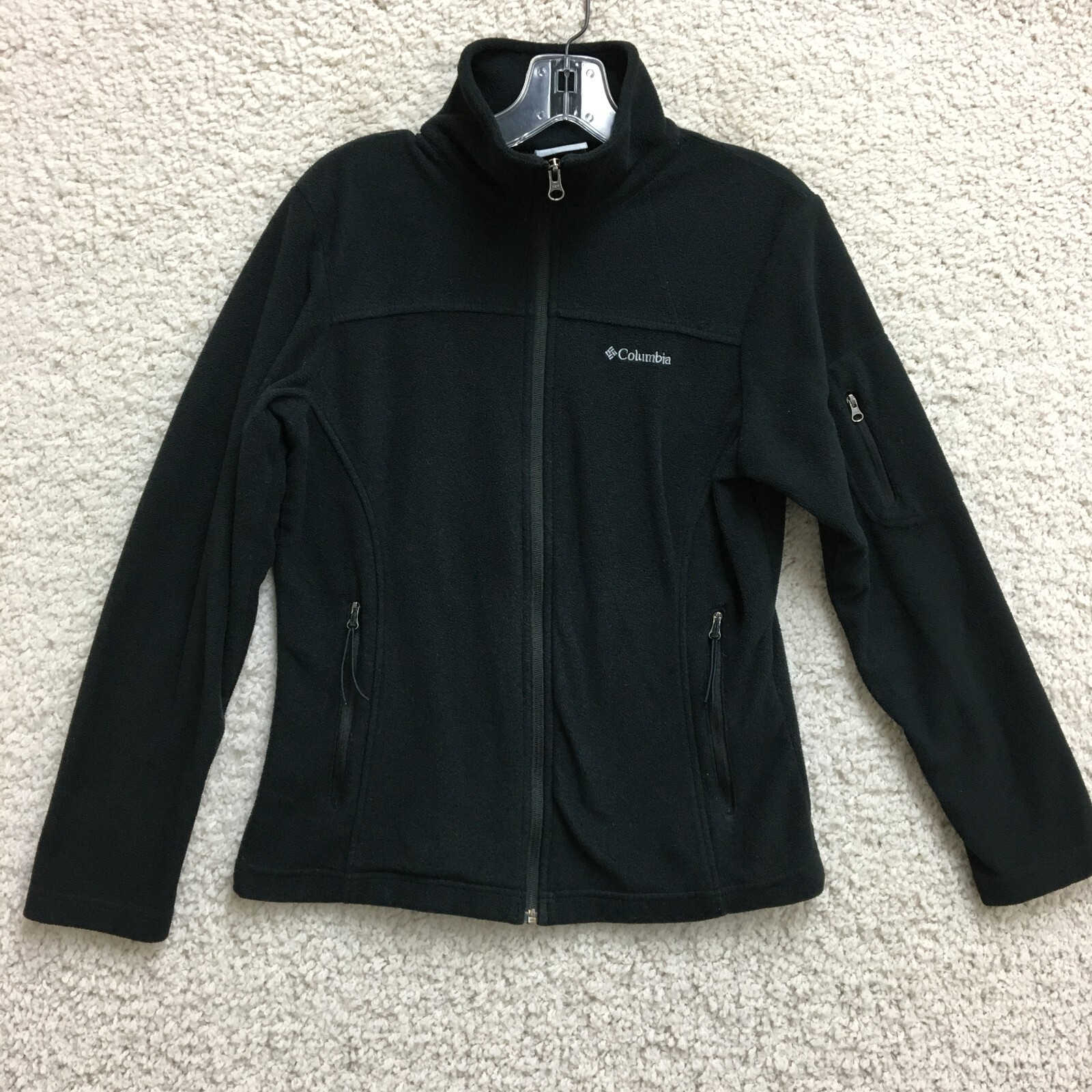 Columbia Womens Small Black Mock Neck Full Zip Outdoor Jacket with Pockets  