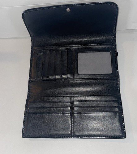 Cartera Coach Jacquard Negro y Beige Tamaño Completo Cremallera Portatarjetas Compartimentos - Imagen 10 de 17