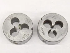 2 Vermont American 12-24 NC Round Dies 1" OD Solid Die Carbon Steel CS NEW USA