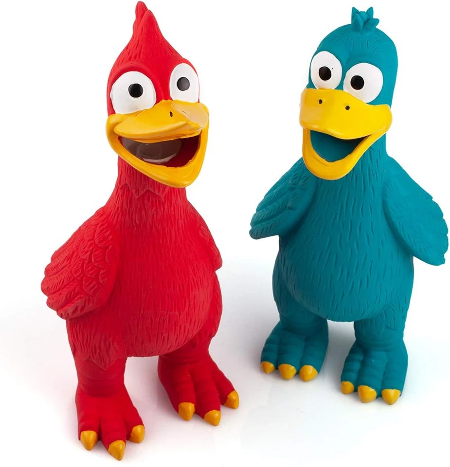 2 Pacco Squawking Giocattolo per Cani in Lattice Pollo Anatra Spremere Squeak Gi - Immagine 3 di 4