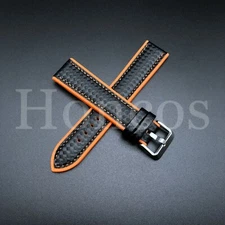 20 MM Fits for Orange Rubber Strap Band Replacement Carbon Fiber Vintage Sport