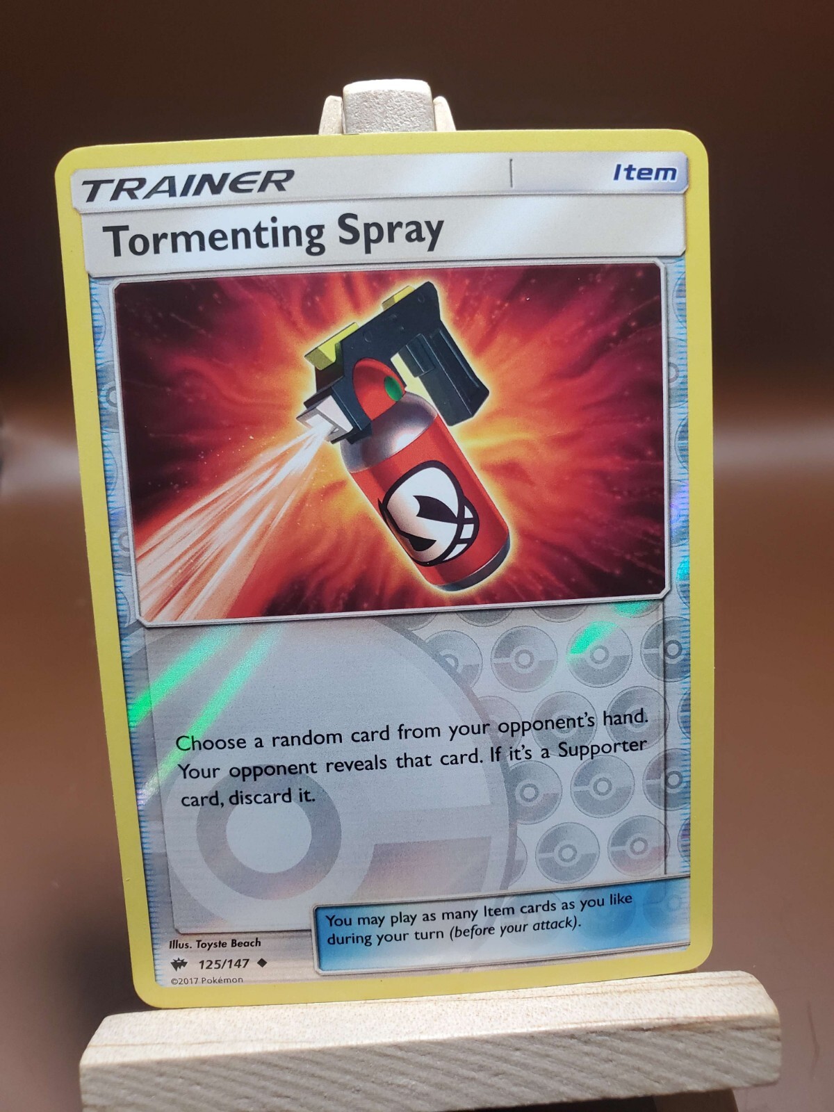 Pokemon Tormenting Spray LP 125/147 Uncommon Reverse Holo Burning Shadows