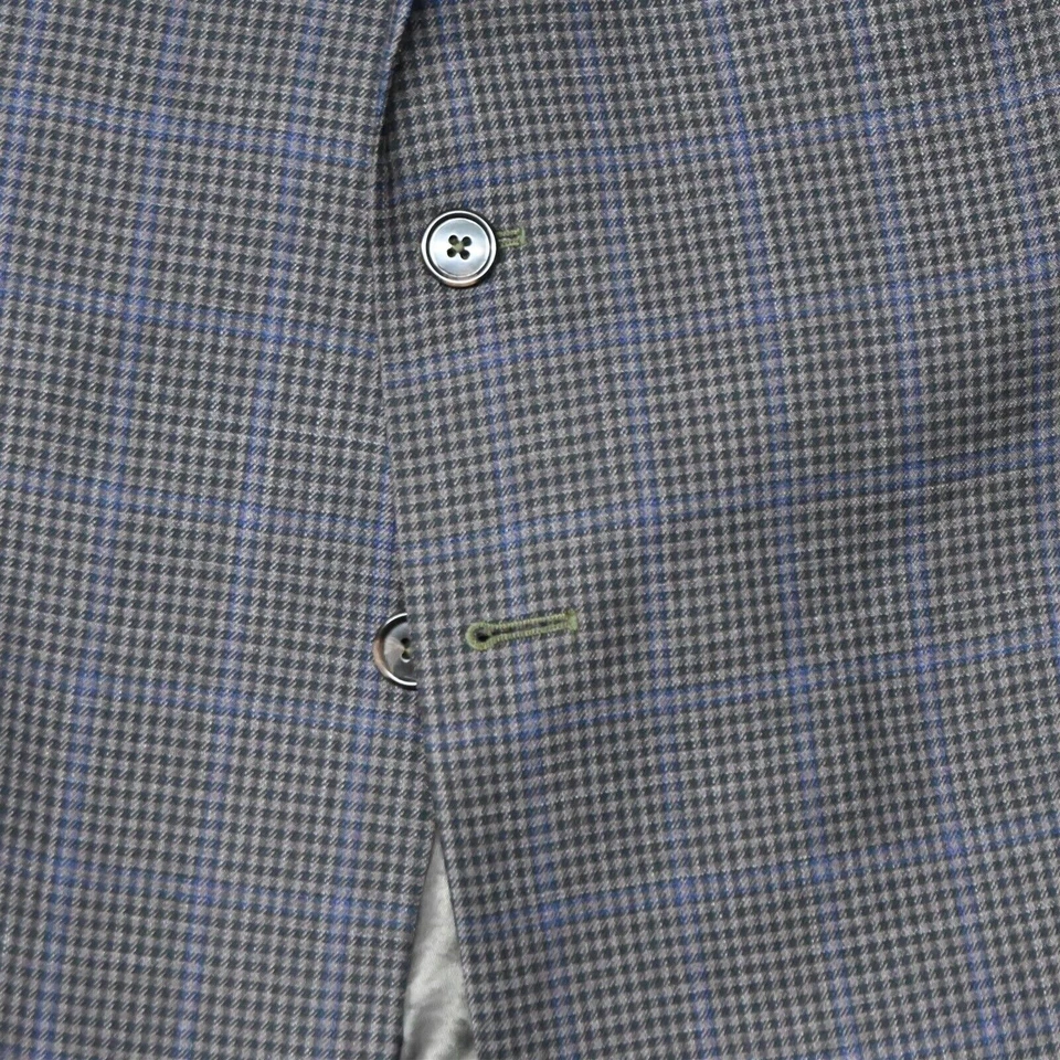 Blazer masculino Joseph & Feiss 44S azul marrom xadrez 100% lã terno jaqueta casaco esportivo - Imagem 3 de 4