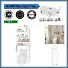 Stylish 72" Freestanding Over The Toilet Storage with Hooks Paper Holder