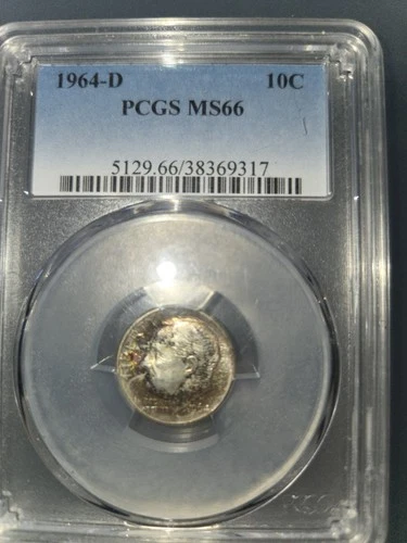 ** TONER** 1964-D  10C   Roosevelt Dime PCGS MS66
