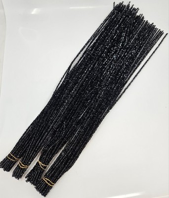 96 pcs Black Onyx Wired Tinsel Chenille Stems Craft Pipe Cleaners 24'' x 6mm 1/4''
