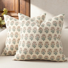Farmhouse Floral Pillow Covers 22X22 Set of 2, Country Botanical Throw Pillow Co
