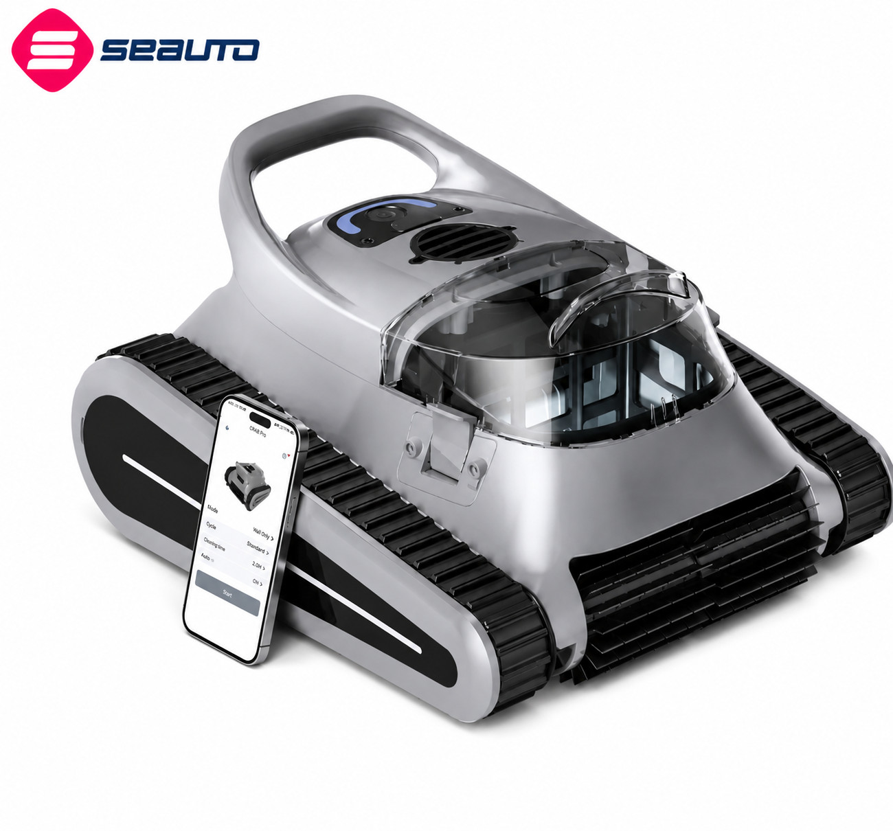 Robot aspirateur piscine sans fil Seauto Crab Pro grimpant murs pour entretien complet