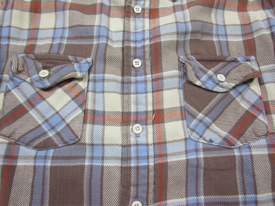 Винтажная фланелевая рабочая рубашка 1970-х Sears Put-On Shop одинарный шов (M) коричневая - Изображение 3 из 4