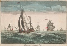 Schiffe ships Meer sea Segelschiffe Guckkastenblatt optical view engraving 1780